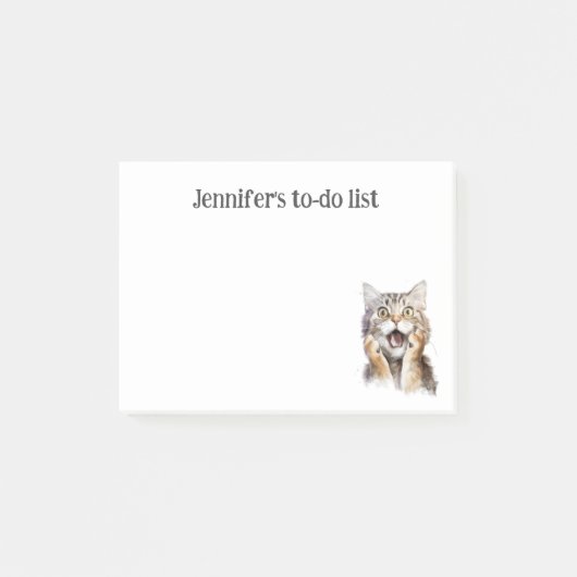 Post-it® Chat surpris gris brindle chat PERSONNALISÉ (Devant)