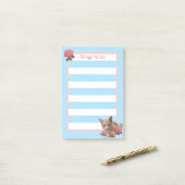 Post-it® Chat tigré et roses (Sur un bureau)