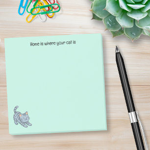 Post-it® Chat tigré gris étiré Texte personnalisé vert