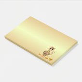 Post-it® Chat Tigre Mignon Dessin Animé sur Fond Doré (Incliné)