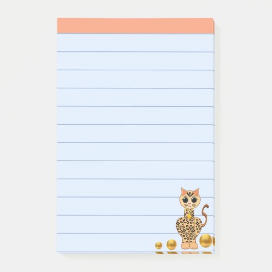 Post-it® Chat Tigre Mignon & Points Dorés (Devant)