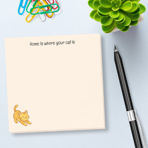 Post-it® Chat Tigre Orange Étiré Texte Personnalisé Beige