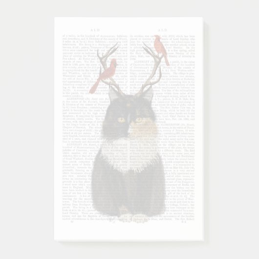 Post-it® Chat Tortoiseshell avec Antlers et Red Birds (Devant)