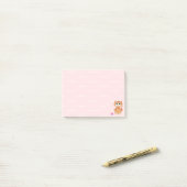 Post-it® Chaton Tabby Rousse Dessin Animé sur Fond Rose (Sur un bureau)