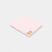Post-it® Chaton Tabby Rousse Dessin Animé sur Fond Rose (Incliné)