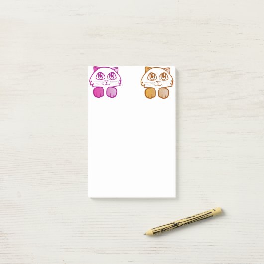 Post-it® Chatons oranges violets (Sur un bureau)