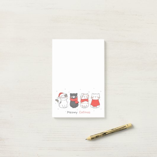 Post-it® Chats de Noël Meowy Catmas (Sur un bureau)