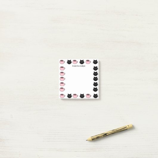 Post-it® Chats et café mignons (Sur un bureau)