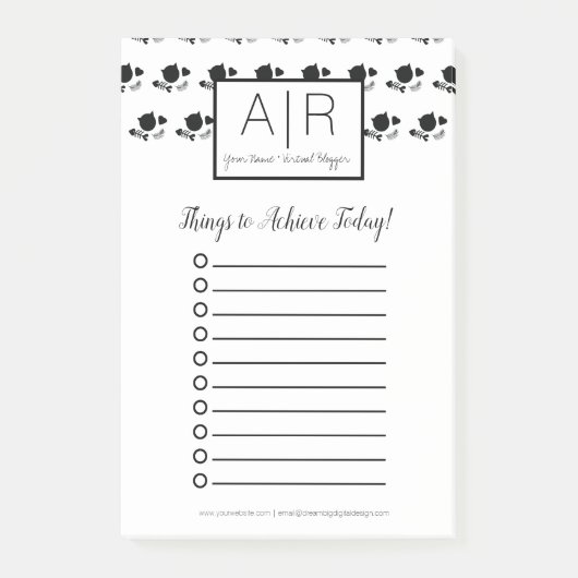 Post-it® Chats mignons monochromes noir et blanc (Devant)