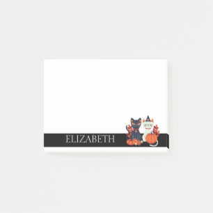 Post-it® Chats mignons personnalisés Citrouille Halloween