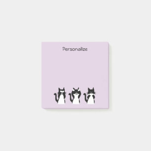 Post-it® Chats noirs et blancs Trois cerfs-volants mauve