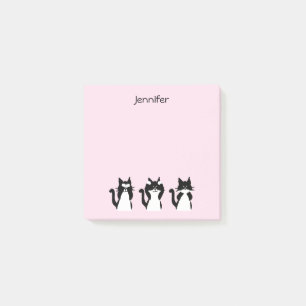 Post-it® Chats noirs et blancs Trois chatons sages Rose