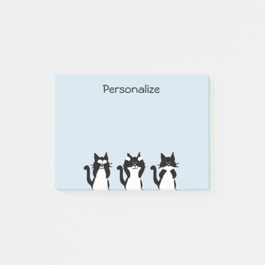 Post-it® Chats noirs et blancs | Trois sages chatons (Devant)