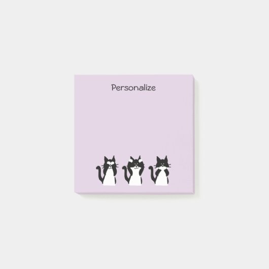 Post-it® Chats noirs et blancs | Trois sages chatons Violet (Devant)