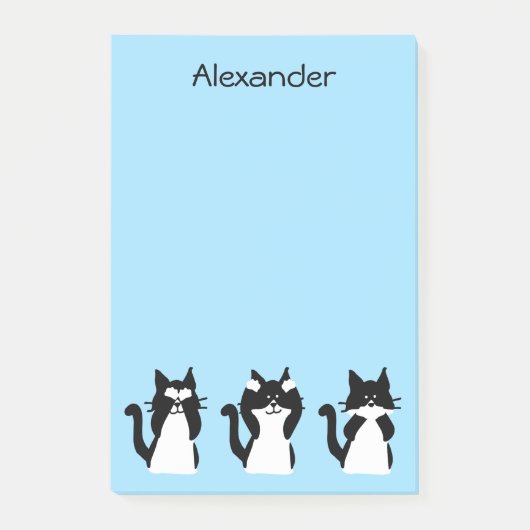 Post-it® Chats Smokings | Trois sages chatons bleu clair (Devant)