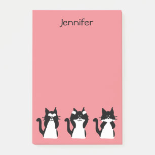 Post-it® Chats Smokings Trois sages chatons corail clair