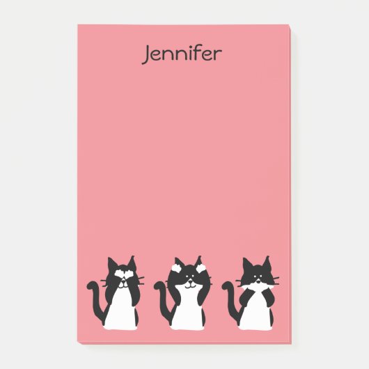 Post-it® Chats Smokings | Trois sages chatons corail clair (Devant)