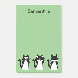 Post-it® Chats Smokings Trois Sages Chattes Vert Clair