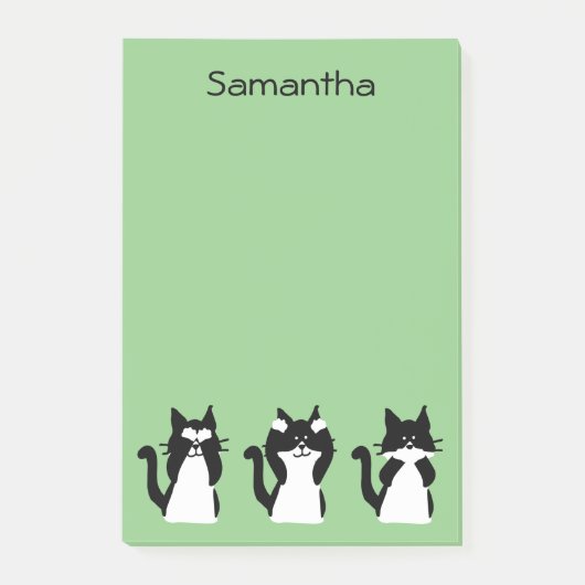 Post-it® Chats Smokings | Trois Sages Chattes Vert Clair (Devant)