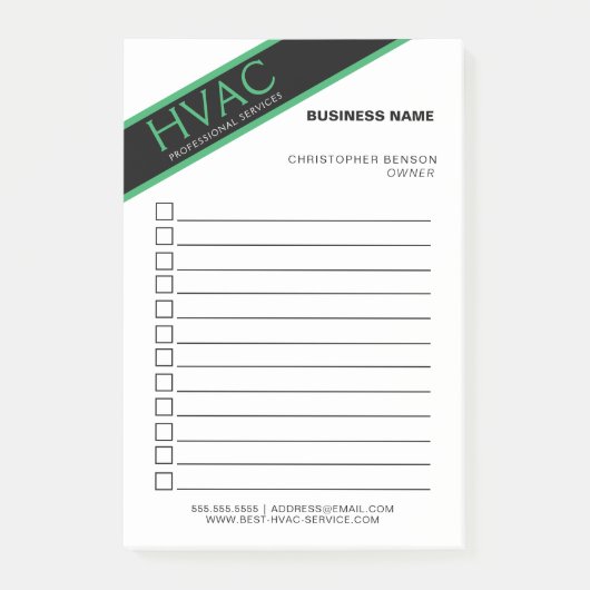 Post-it® Chauffage Refroidissement HVA Business Checlist (Devant)