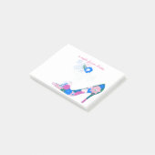 Post-it® Chaussure rose et bleue de fleur (Incliné)