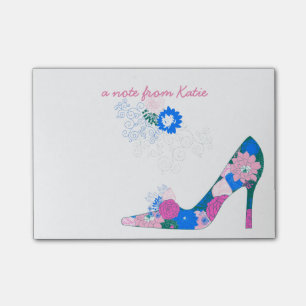 Post-it® Chaussure rose et bleue de fleur