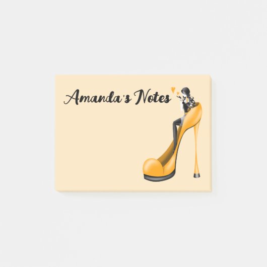 Post-it® Chaussure Stiletto Jaune Mode Diva Notes (Devant)