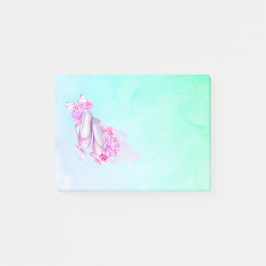 Post-it® Chaussures de ballet vaches et pivoines en Aquarel (Devant)