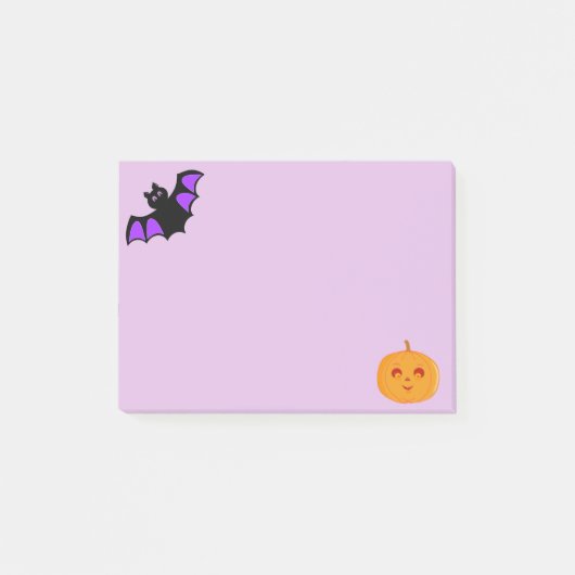 Post-it® Chauve-souris d'Halloween et Citrouille (Devant)