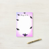 Post-it® Chauves-souris d'Halloween sur violet & blanc Que (Sur un bureau)