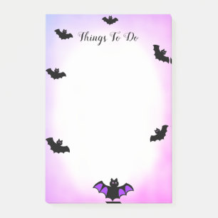 Post-it® Chauves-souris d'Halloween sur violet & blanc Que 