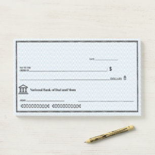 Post-it® Chèque Vierge Faux Drôle Personnaliser