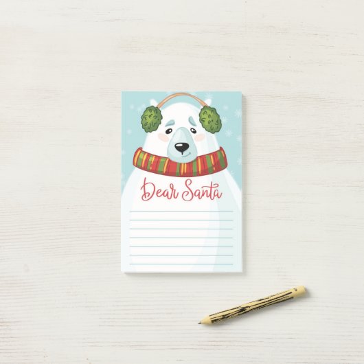 Post-it® Cher ours Polar Bear Père Noël Post-It Notes (Sur un bureau)