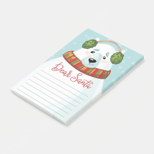 Post-it® Cher ours Polar Bear Père Noël Post-It Notes (Incliné)