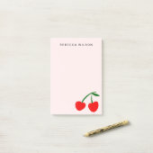 Post-it® Cherry de coeur personnalisé Valentine rose (Sur un bureau)