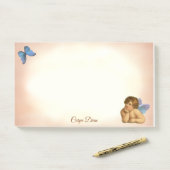 Post-it® Chérubin de Raphaël élégant & Papillon Bleu (Sur un bureau)