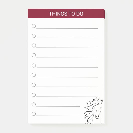 Post-it® Cheval artistique moderne en Bourgogne & blanc (Devant)