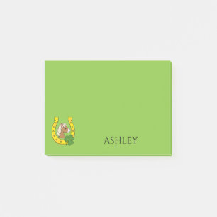Post-it® Cheval avec Cheval d'or Chaussure, Shamrock Person