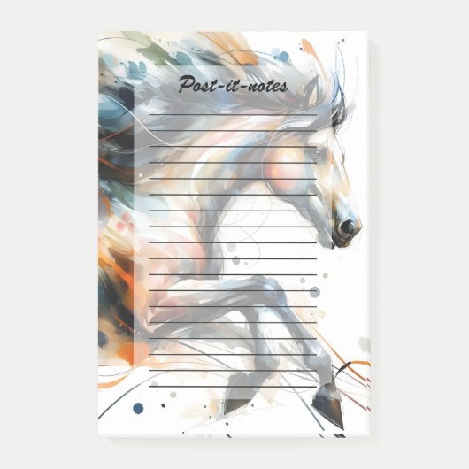 Post-it® Cheval courant à l'aquarelle abstraite (Devant)