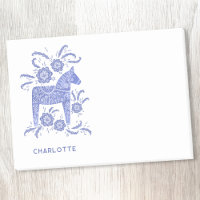 Cheval de Dala Scandinave bleu Personnalisé