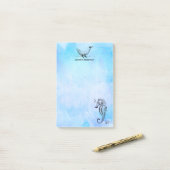 Post-it® Cheval de mer, baleine et coquillage sur l'aquarel (Sur un bureau)