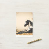 Post-it® Cheval de peinture noir et blanc (Sur un bureau)