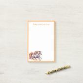 Post-it® Cheval Galloping Avec Fleur De Wreath (Sur un bureau)