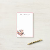 Post-it® Cheval Galloping Avec Fleur De Wreath (Sur un bureau)