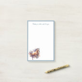 Post-it® Cheval Galloping Avec Fleur De Wreath (Sur un bureau)