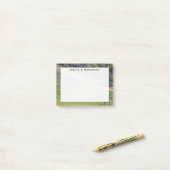 Post-it® Cheval gris monogrammé dans un champ vert (Sur un bureau)