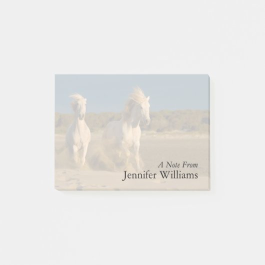 Post-it® Chevaux blancs fonctionnant sur la plage | (Devant)