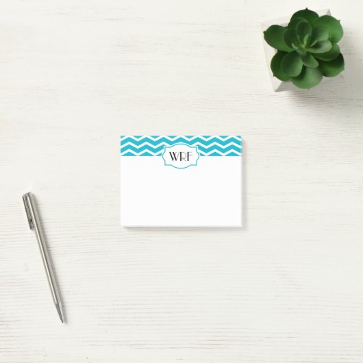 Post-it® Chevron blanc bleu d'Aqua Modulé (Bureau)