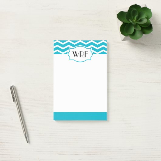 Post-it® Chevron blanc bleu d'Aqua Modulé (Bureau)