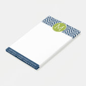 Post-it® Chevrons bleu marine et vert citron Monogramme per (Incliné)